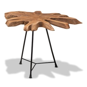 Baxton Studio Bali Pari Merci Natural Brown Black End Table