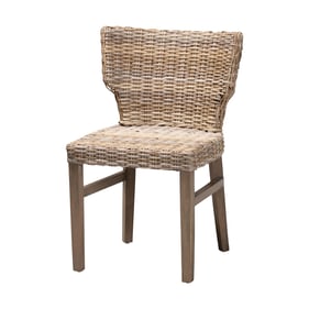 Baxton Studio Bali Pari Enver Greywashed Brown Dining Chair