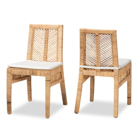 2 Baxton Studio Bali Pari Suci Natural Brown Rattan Dining Chairs