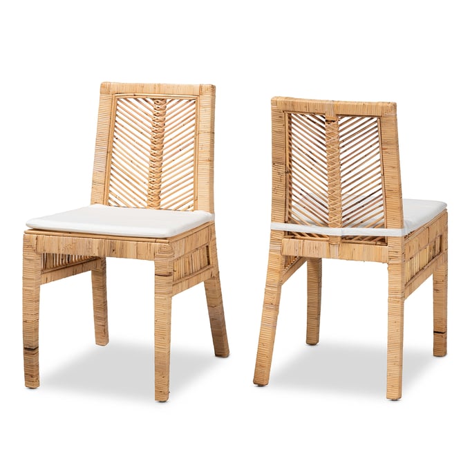 2 Baxton Studio Bali Pari Suci Natural Brown Rattan Dining Chairs BAX-Suci-Rattan-DC