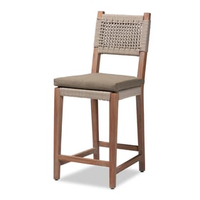 Baxton Studio Bali Pari Heyna Grey Natural Brown Counter Stool