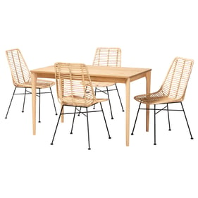 Baxton Studio Manhattan Natural Oak Wood 5pc Dining Set