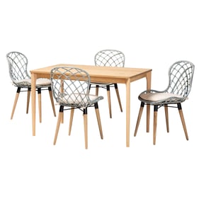 Baxton Studio Sabelle Light Blue Natural Brown Wood 5pc Dining Set