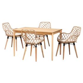 Baxton Studio Ballerina Greywashed Natural Brown 5pc Dining Set