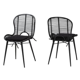 2 Baxton Studio Bali Pari Brenna Black Dining Chairs