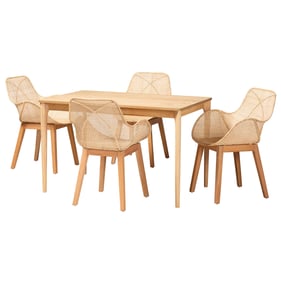 Baxton Studio Ballerina Natural Brown Wood 5pc Dining Set