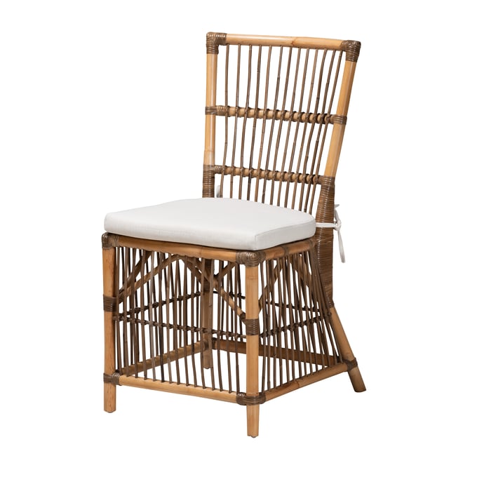 Baxton Studio Bali Pari Kim White Natural Brown Dining Chair The