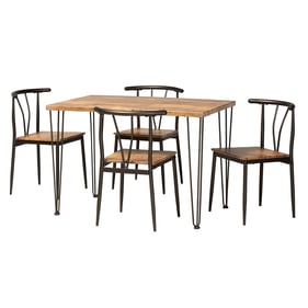 Baxton Studio Tilda Natural Brown Wood 5pc Dining Set