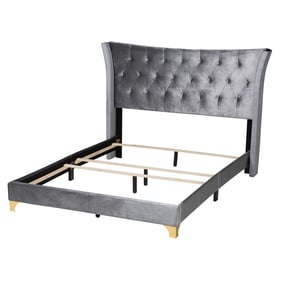 Baxton Studio Easton Grey Velvet Queen Panel Bed