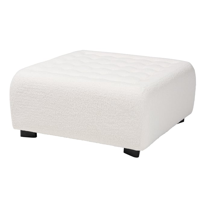 Baxton Studio Athena Ivory Square Ottoman BAX-2211-BEIGE-OTTOMAN