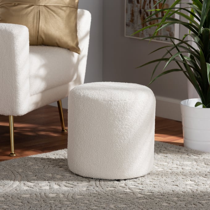 Baxton Studio Tori Ivory Upholstered Ottoman The Classy Home