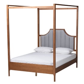 Baxton Studio Dakota Light Grey Ash Walnut Queen Platform Canopy Bed