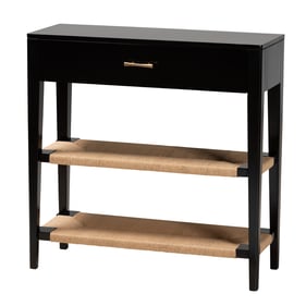 Baxton Studio Bali Pari Freya Black Natural Brown 1 Drawer Console Table