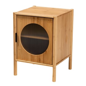 Baxton Studio Naresh Natural Brown 1 Door End Table