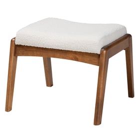 Baxton Studio Roxy Walnut Brown Off White Boucle Ottoman