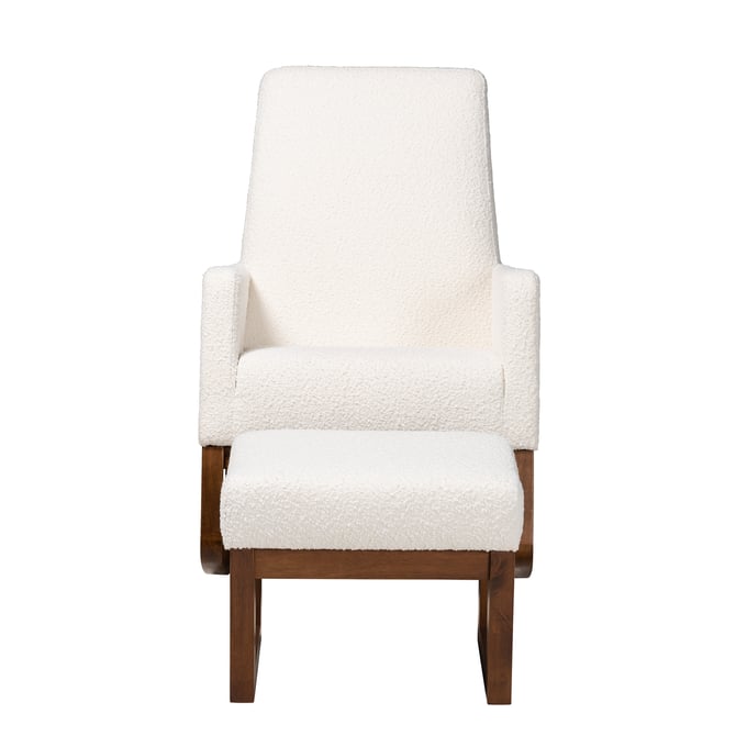 Baxton Studio Yashiya Off White Boucle 2pc Rocking Chair and