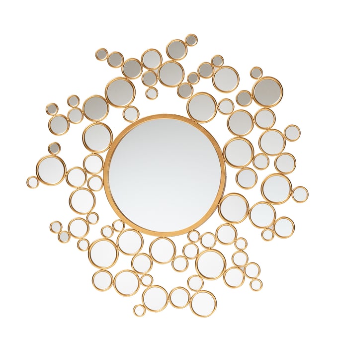 Baxton Studio Castiel Antique Goldleaf Bubble Accent Wall Mirror BAX-RXW-10057