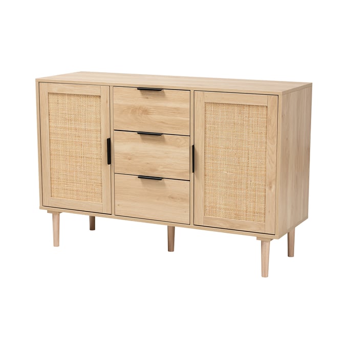 Baxton Studio Harrison Natural Brown Black 3 Drawers Sideboard BAX-SR191635-CABINET