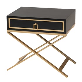 Baxton Studio Lilibet Black Gold 1 Drawer End Table