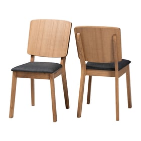 2 Baxton Studio Denmark Grey Oak Brown Dining Chairs