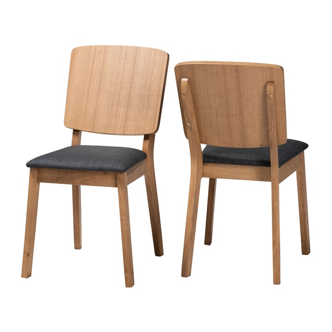 2 Baxton Studio Denmark Grey Oak Brown Dining Chairs BAX-DENMARK-FRENCH-OAK-DC