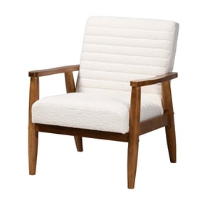 Baxton Studio Stratton Cream Walnut Brown Armchair