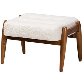 Baxton Studio Jeanine Cream Walnut Brown Ottoman Footstool