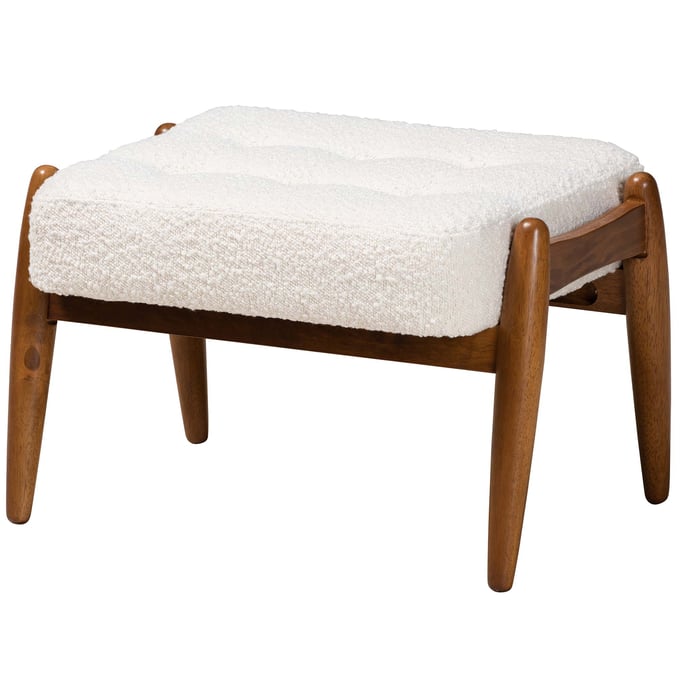 Baxton Studio Jeanine Cream Walnut Brown Ottoman Footstool BAX-BBT5455-MAYA-CRMWAL-STOOL