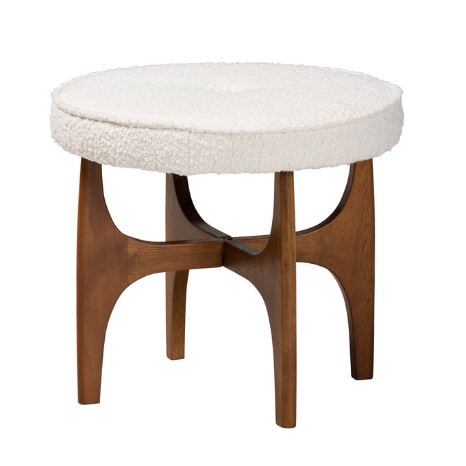 Baxton Studio Theo Cream Walnut Brown Ottoman Footstool BAX-BBT5456-MAYA-CRMWAL-STOOL