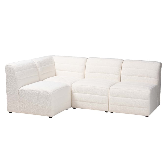 Baxton Studio Maya Cream Dark Brown 4pc Modular Sectional Sofa BAX-BBT8070-MAYA-CREAM-4PC