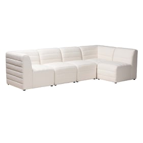 Baxton Studio Maya Cream Dark Brown 5pc Modular Sectional Sofa