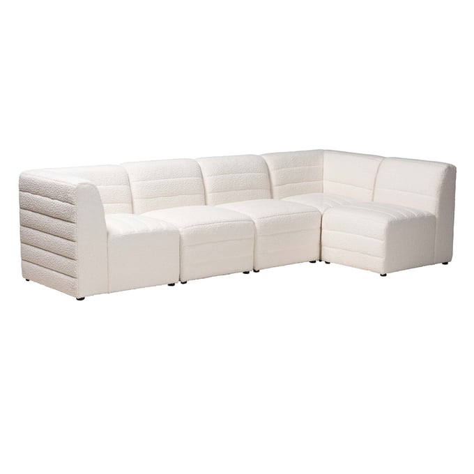 Baxton Studio Maya Cream Dark Brown 5pc Modular Sectional Sofa BAX-BBT8070-MAYA-CREAM-5PC