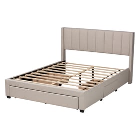 Baxton Studio Coronado Beige Fabric Queen Storage Platform Bed