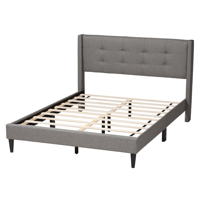 Baxton Studio Casol Grey Fabric Full Platform Bed BAX-CF-9272-C-VELE-C-GREY-F