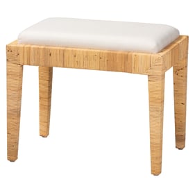 Baxton Studio Bali Pari Sofia White Natural Brown Ottoman