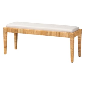 Baxton Studio Bali Pari Sofia White Natural Brown Bench