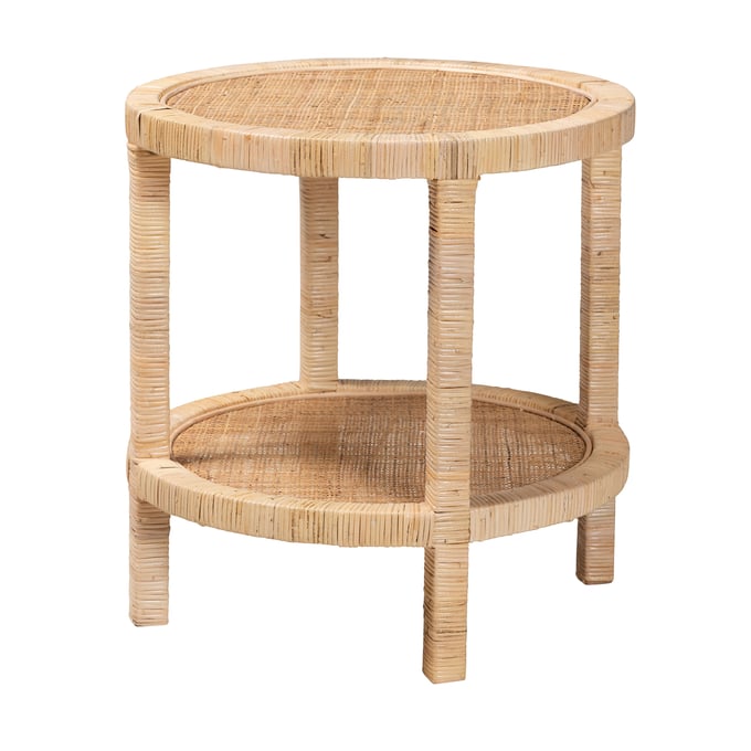 Baxton Studio Bali Pari Bella Natural Brown 2 Tier End Table The