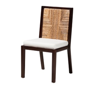 Baxton Studio Bali Pari Joana Dark Brown Natural White Dining Side Chair