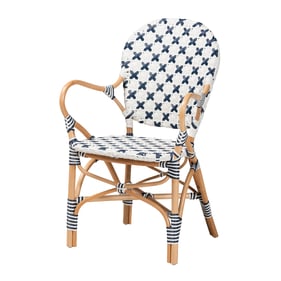 Baxton Studio Bali Pari Bryson Blue White Bistro Chair