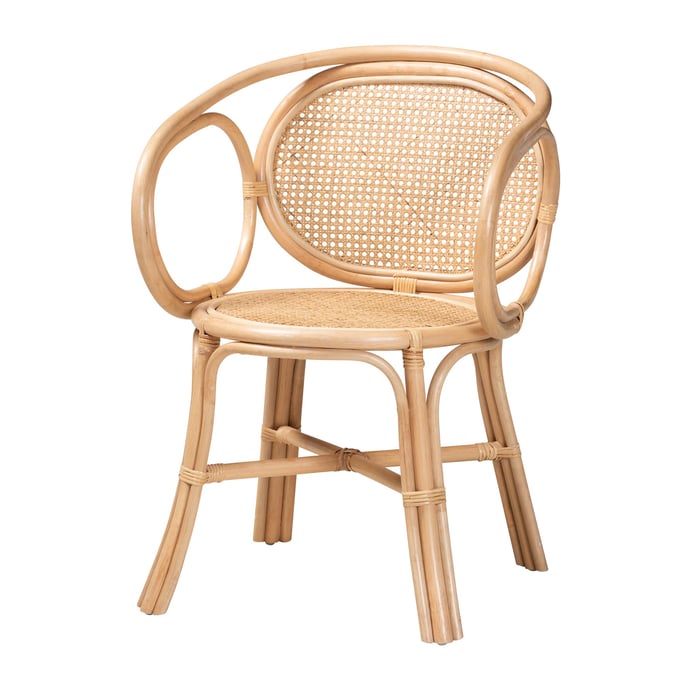 Baxton Studio Bali Pari Palesa Natural Brown Dining Chair BAX-WS032-NATURE-RATTAN-DC