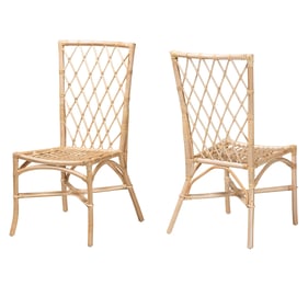 2 Baxton Studio Bali Pari Doria Natural Brown Dining Chairs