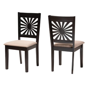 2 Baxton Studio Olympia Beige Espresso Brown Dining Chairs