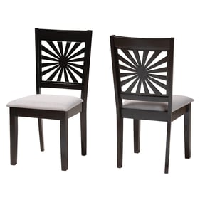 2 Baxton Studio Olympia Grey Espresso Brown Dining Chairs