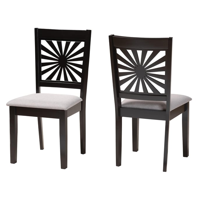 2 Baxton Studio Olympia Grey Espresso Brown Dining Chairs BAX-RH386C-GRYDRKBRW-DC-2PK