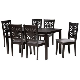 Baxton Studio Olympia Grey Espresso Brown 7pc Dining Set