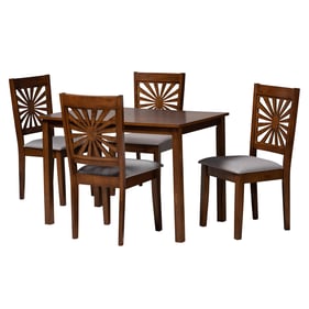 Baxton Studio Olympia Grey Walnut Brown 5pc Dining Set