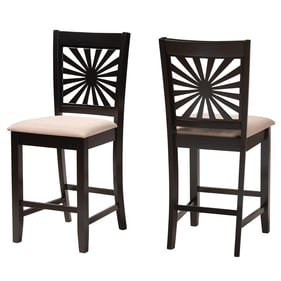 2 Baxton Studio Olympia Beige Espresso Brown Counter Stools