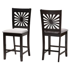 2 Baxton Studio Olympia Grey Espresso Brown Counter Stools