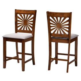 2 Baxton Studio Olympia Grey Walnut Brown Counter Stools