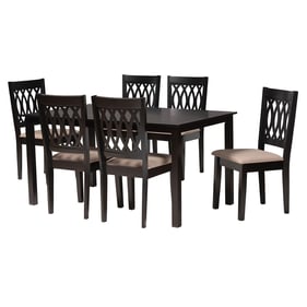 Baxton Studio Danna Beige Espresso Brown 7pc Dining Set